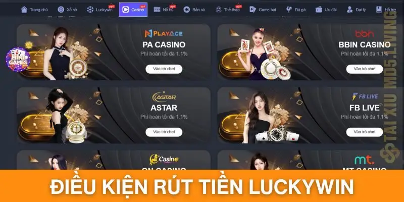Điều kiện quan trọng cần đáp ứng khi rút tiền Luckywin